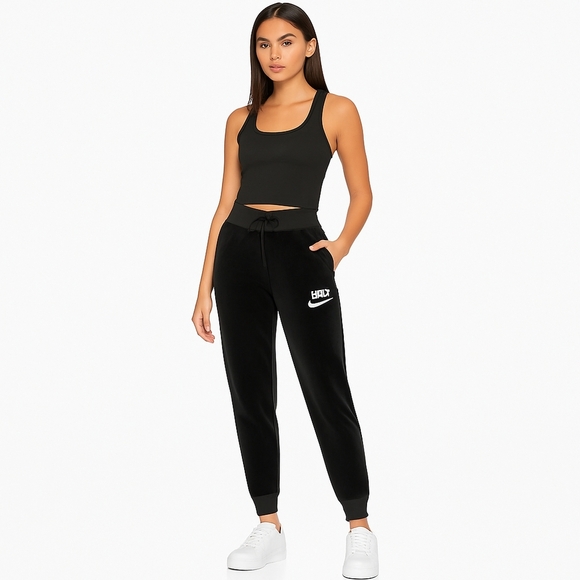 Nike Velour Sportwear Joggers, Black Womens US Medium - Picture 1 of 7